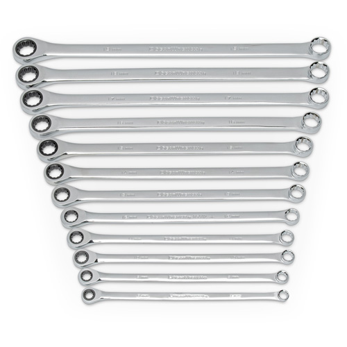 Jeu de cl&eacute;s &agrave; boîtiers doubles &agrave; 12 pans et 72 dents XL Gearbox, Cl&eacute; polygonale, 12 morceaux, M&eacute;trique - Gearwrench 85988