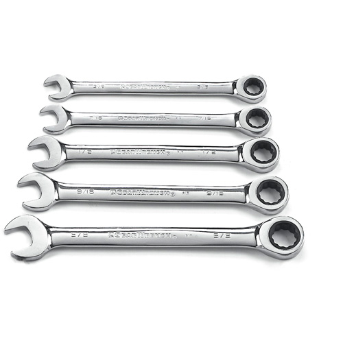 72-Tooth 12 Point Ratcheting SAE Wrench Set, Combination, 5 Pieces, Imperial - Gearwrench 93005