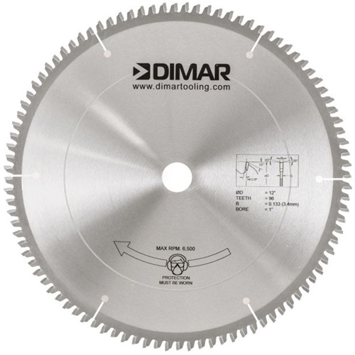 Lame de scie pour coupe de m&eacute;lamine, 12", 96 dents, Pour Bois - Dimar 12-96-TNTD
