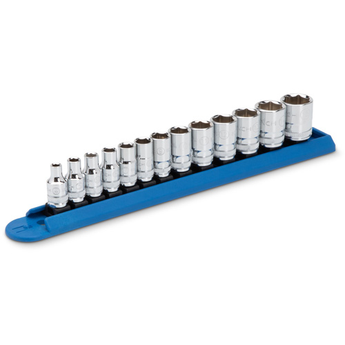 6 Point Standard Metric Socket Set, 13 Pcs, 1/4" Drive Size - Gearwrench 80302D