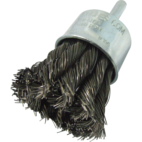 Knotted Wire End Brushes, 1" Dia., 0.014" Wire Dia., 1/4" Shank - Felton Brushes 186