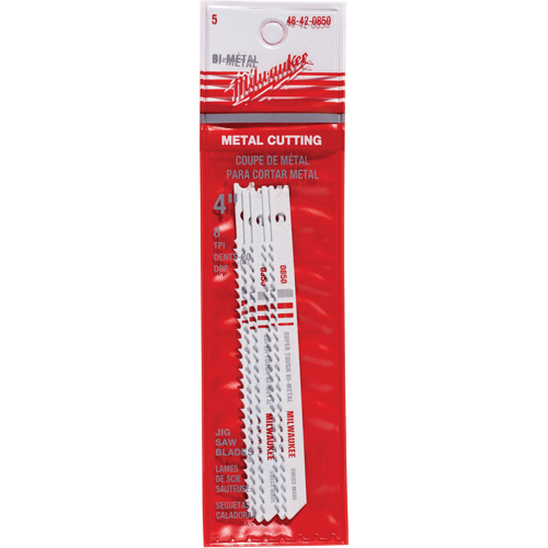 Lames de scie sauteuse, Bim&eacute;tal, Tige en U, 4" lo, 8 dents par pouce - Milwaukee 48-42-0850