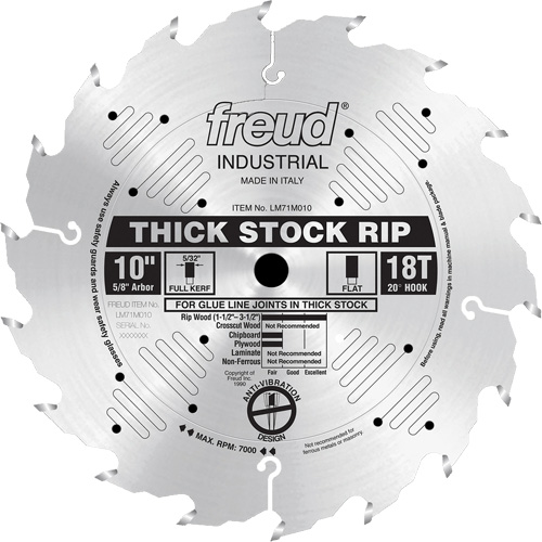 Lames de scie industrielle  - refente, 10", 18 dents, Pour Bois - Freud LM71M010