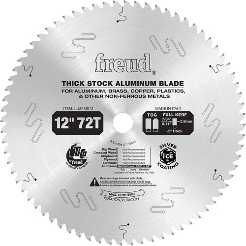 Industrial Saw Blade, 12", 72 Teeth, Non-Ferrous Use - Freud LU89M012
