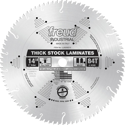 Industrial Saw Blade - Chipboard, 14", 84 Teeth, Laminate Use - Freud LU92M014