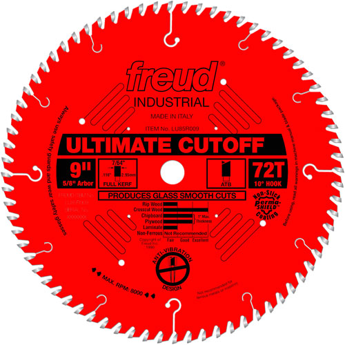 Lames de scie industrielle TCS - finition et coupe en travers, 9", 72 dents, Pour Bois - Freud LU85R009