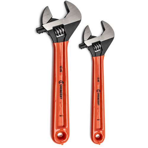 Black Oxide Wrench Set with Cushion Grips, Adjustable, 2 Pieces, Imperial and Metric - Crescent AT2610CVS