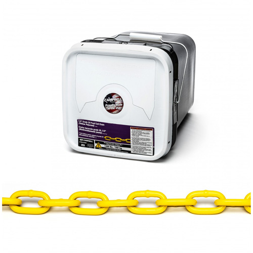 Proof Coil Chain, Low Carbon Steel, 1/4" x 75' (22.9 m) L, Grade 30, 1300 lbs. (0.65 tons) Load Capacity - Campbell PD0143426