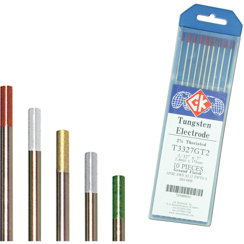 &eacute;lectrodes de tungst&egrave;ne, 0,020" dia. x 7" lo - CK Worldwide Inc T0207GZ