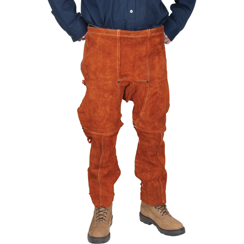 Leather Split Leg Apron & Chaps, 40" L, Lava Brown - Weld-Mate 