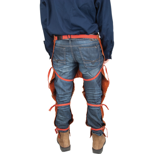 Leather Split Leg Apron & Chaps, 40" L, Lava Brown - Weld-Mate 