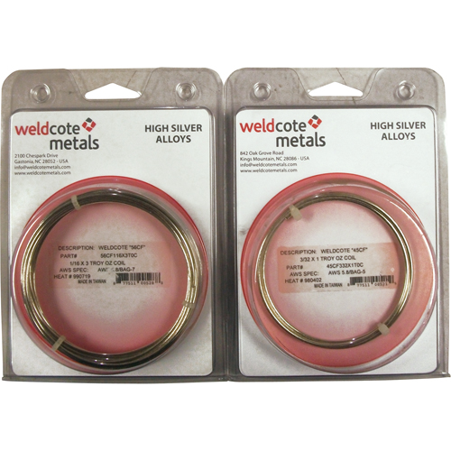 Alliages de brasage &agrave; haute teneur en argent - Weldcote Metals 45CF132X1T0C