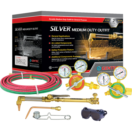 Silver Medium-Duty Welding & Cutting Outfits, 1/2" Cut, 1/4" Weld - Gentec 7120