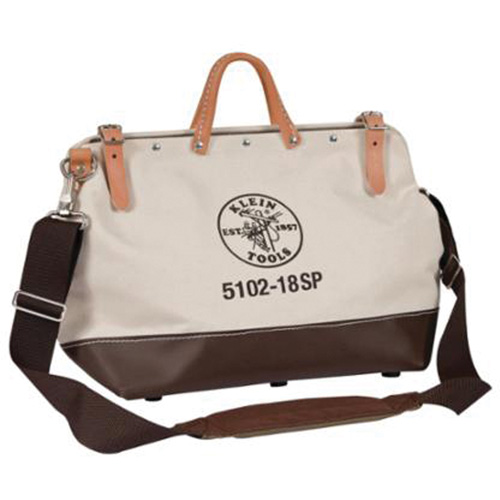 Sac &agrave; outils en toile de luxe, Toile, 13 pochettes, Naturel - Klein Tools 5102-18SP