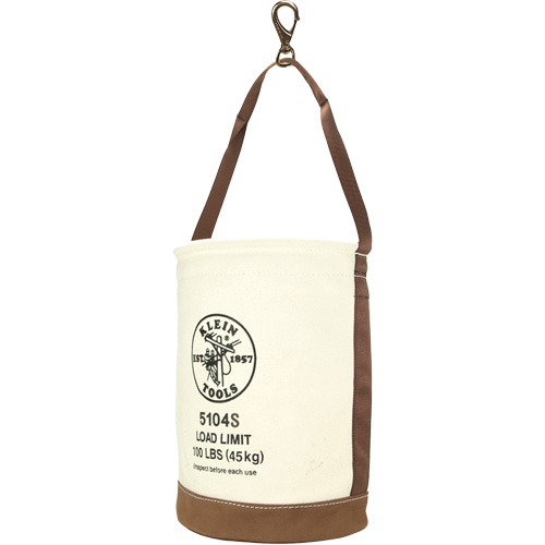 Leather-Bottom Bucket, 17" H, Canvas, White - Klein Tools 5104S