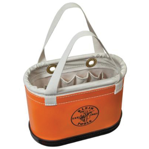 Hard-Body Oval Bucket, 14" L x 7" W x 10" H, Plastic, Orange - Klein Tools 5144BHHB