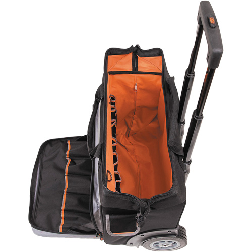 Tradesman Pro Rolling Tool Bag, Ballistic Polyester, 24 Pockets, Black/Orange - Klein Tools 55452RTB