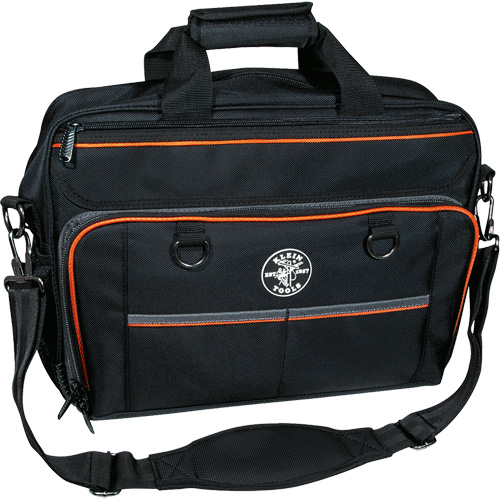 Sac techno Tradesman Pro avec pochette pour ordinateur portable, Polyester, 22 pochettes, Noir/Orange - Klein Tools 55455M