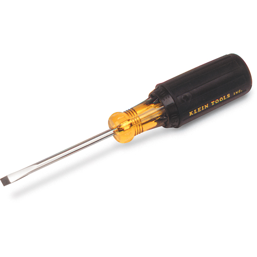 Slot Cabinet Tip Screwdriver, 3/16" Tip, Round, 6-3/4" L, Cushion Grip Handle - Klein Tools 601-3