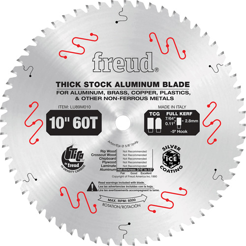 Industrial Saw Blade, 10", 72 Teeth, Non-Ferrous Use - Freud LU89M010