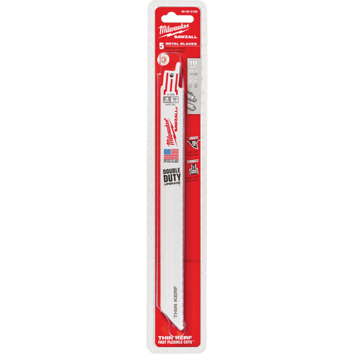 Sawzall&reg; Blade, Bi-Metal, 18 TPI, 9" L x 3/4" W - Milwaukee 48-01-2188