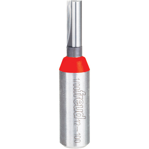 Router Bit - Double Flute Straight Bit, 1/4" Dia., 1" H, 2-3/8" L, 1/2" Shank - Freud 12-100