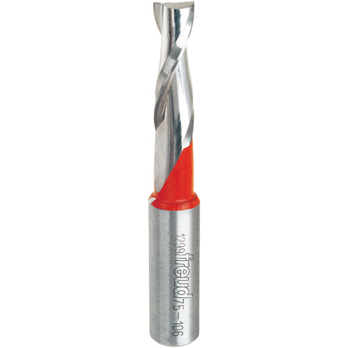 Up Spiral Router Bit, 3/8" Dia., 1-1/4" Carbide Height, 3" L, 1/2" Shank - Freud 75-106