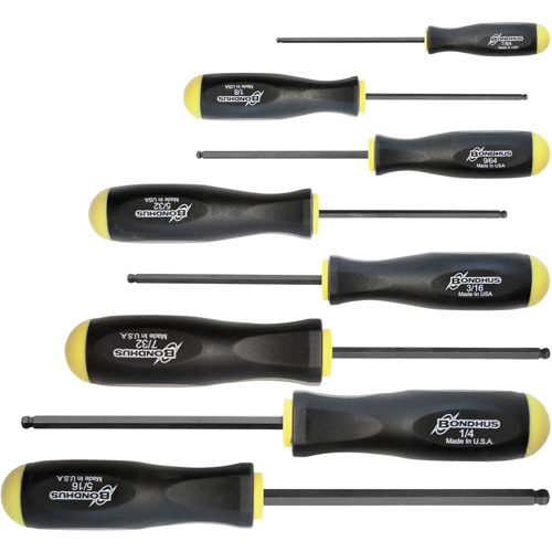 Ball Driver Screwdriver Sets - SAE, 8 Pcs. - Bondhus 10633-BON