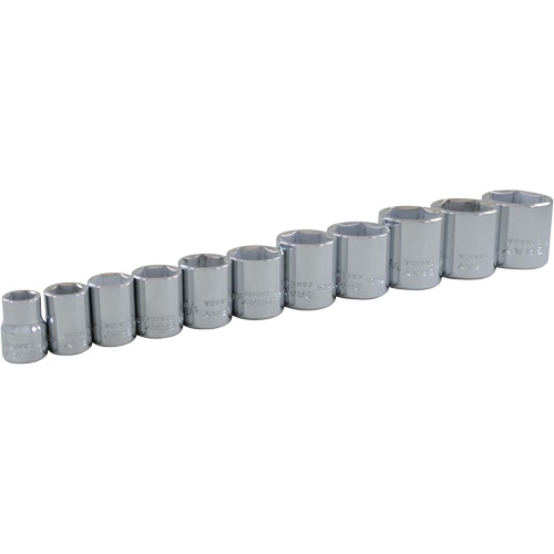 SAE Socket Set, 11 Pcs, 3/8" Drive Size - Gray Tools 25011