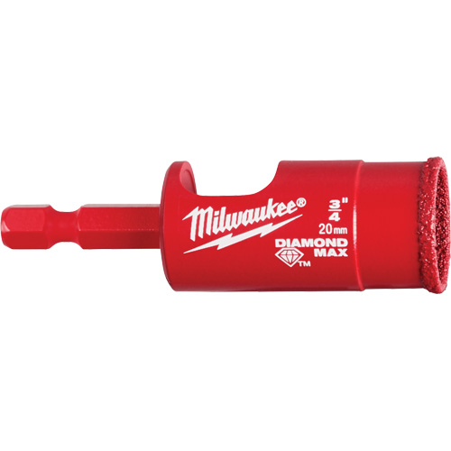 Diamond Plus Hole Saw, 3/4", 1/2" Depth of Cut, Diamond - Milwaukee 49-56-0515