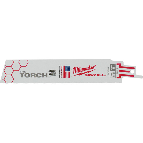Lame The Torch Sawzall, Bim&eacute;tal, 24 Dents par pouce, 6" lo x 1" la - Milwaukee 48-00-5786