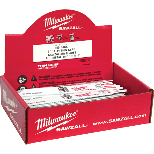 Sawzall&reg; Blade, Bi-Metal, 10 TPI, 6" L x 3/4" W - Milwaukee 48-01-7092