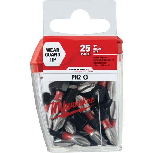 Forets &agrave; chocs Shockwave, Phillips, #2, Prise 1/4" - Milwaukee 48-32-4604
