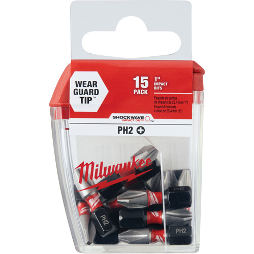 Forets &agrave; chocs Shockwave, Phillips, #2, Prise 1/4" - Milwaukee 48-32-5003