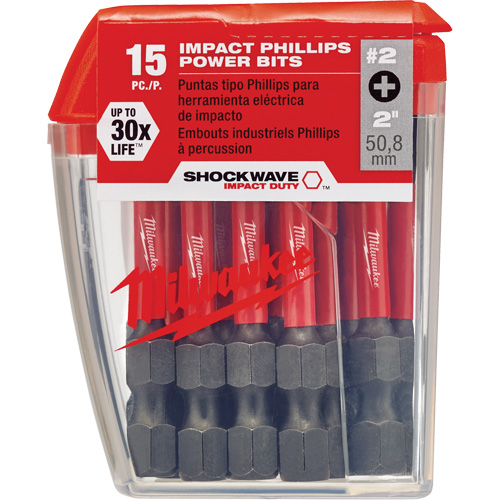 Forets &agrave; chocs Shockwave, Phillips, Embout #2, Prise 1/4", Longueur 2" - Milwaukee 48-32-5004CAN