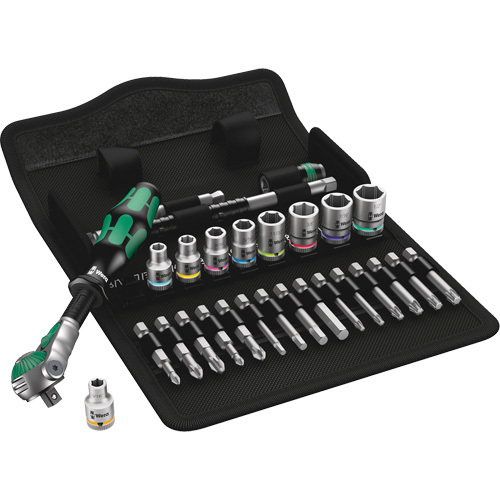 Jeu de rochet rapide imp&eacute;rial Zyklop, 28 Mcx, Prise de 1/4" - Wera Tools 05004019001