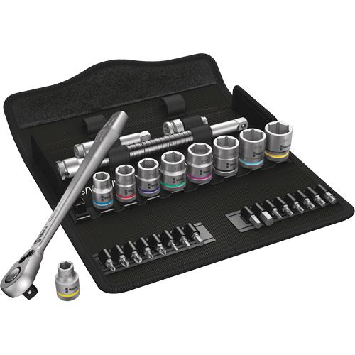 Zyklop Imperial Metal Ratchet with Switch Lever Set, 29 Pcs, 3/8" Drive Size - Wera Tools 05004051001