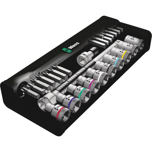 Jeu de rochet imp&eacute;rial en m&eacute;tal Zyklop a/interrupteur &agrave; levier, 29 Mcx, Prise de 1/2" - Wera Tools 05004081001