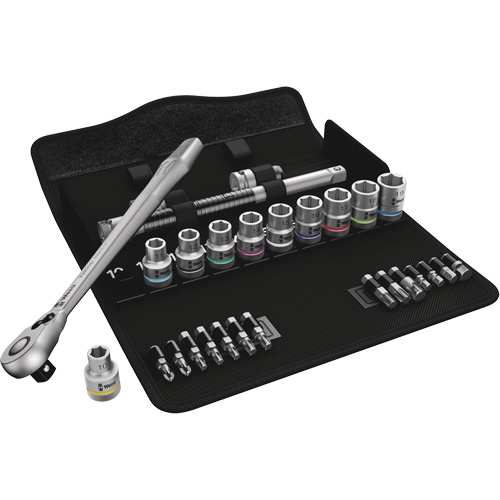 Jeu de rochet m&eacute;trique en m&eacute;tal Zyklop a/interrupteur &agrave; levier, 29 Mcx, Prise de 1/2" - Wera Tools 05004078001