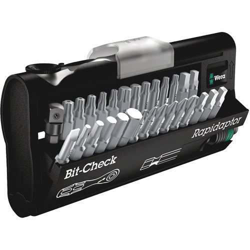 Bit Check 30 Zyklop mini 1/4 With  bits and adaptor, Hex/Phillips/Slot/Square/Torx&reg;/Torx&reg; Tamper, 1/4" Drive, 30 Pcs - Wera Tools 05346293001