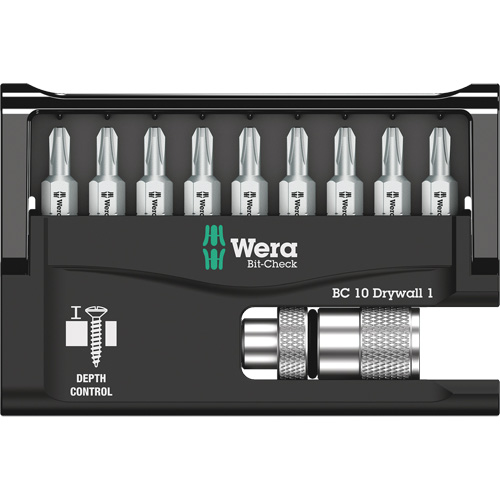 Jeu de vis pour cloison s&egrave;che Bit Check, 10 Mcx, Phillips - Wera Tools 05136011001