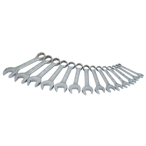 Stubby Wrench Set, Combination, 14 Pieces, Metric - Gray Tools 64814