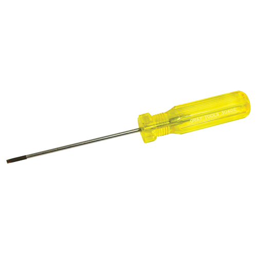 Electrician's Slotted Screwdriver, 1/8" Tip, Round, 7-1/4" L, Plastic Handle - Gray Tools 30404