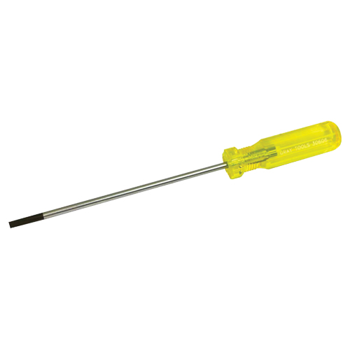 Electrician's Slotted Screwdriver, 3/16" Tip, Round, 9-1/2" L, Plastic Handle - Gray Tools 30606
