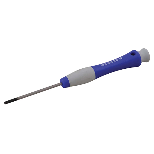 Slotted Precision Screwdriver, 5/64" Tip, Round, 6-1/2" L, Plastic Handle - Gray Tools 85820