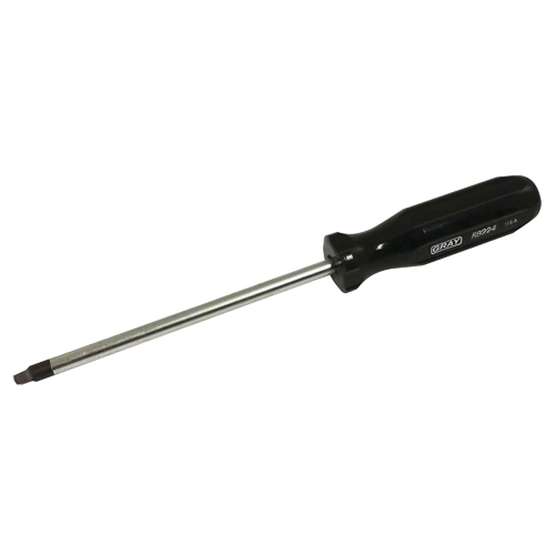 Square Screwdriver, #4 Tip, Round, 9-3/4" L, Plastic Handle - Gray Tools RB224