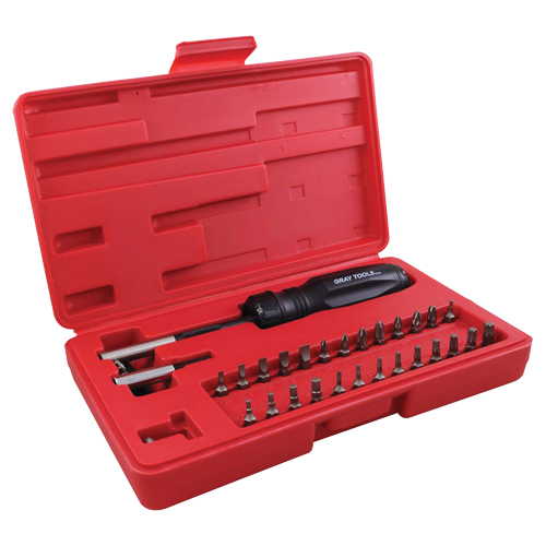 Gearless Screwdriver Set In Plastic Storage Case, 10" L - Gray Tools 86029