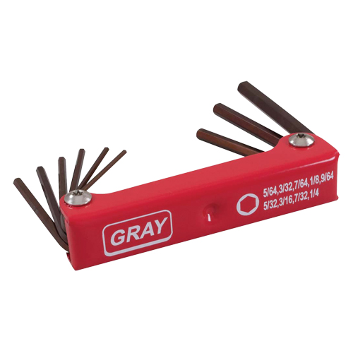 Folding Hex Key Set, 9 Pcs., Imperial - Gray Tools 69959