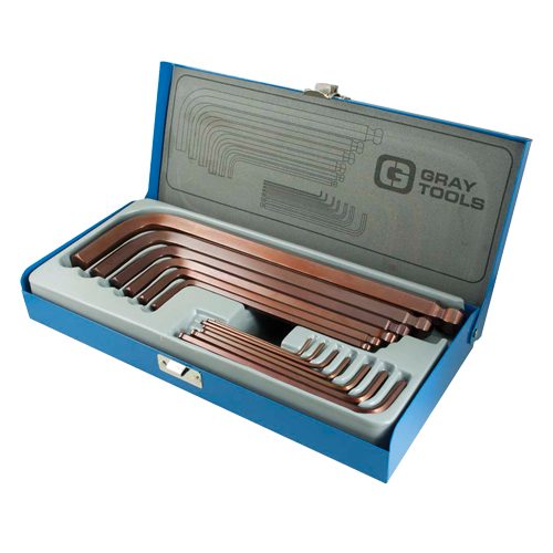 Long Arm Ball Hex Key Set, 13 Pcs., Imperial - Gray Tools 698513