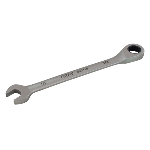 Combination Fixed Head Ratcheting Wrench, 12 Point, 3/8", Stainless Steel Finish - Gray Tools 500112